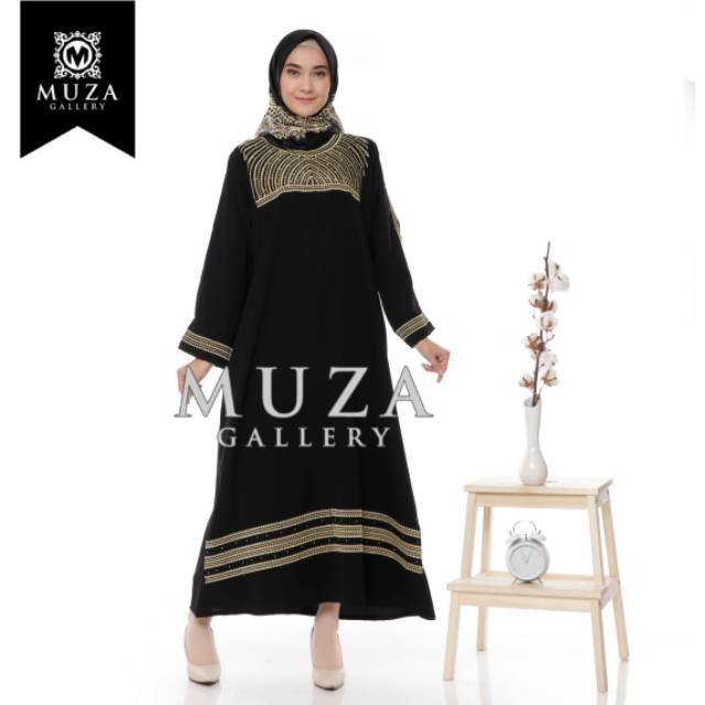 MUZA ABAYA HITAM BORDIR TURKEY MUTIARA