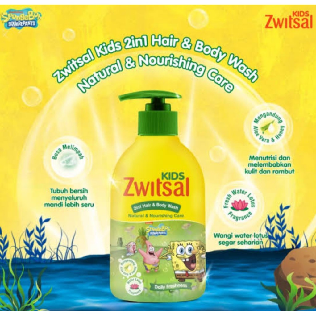 Zwitsal kids hair &amp; body wash pump 280ml