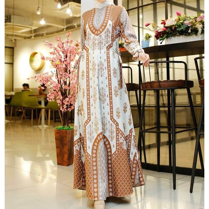 RAFLESIA - Dress kondangan motif modern Baju muslim ibu ibu Gamis daily mewah Drees seragam pengajian Basic Dres wanita