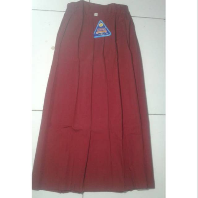Rok SD/MI REMPEL Panjang -Merk Atmaja No.L & XL Warna Merah, Hitam, Coklat, Hijau, Putih Tulang/Susu