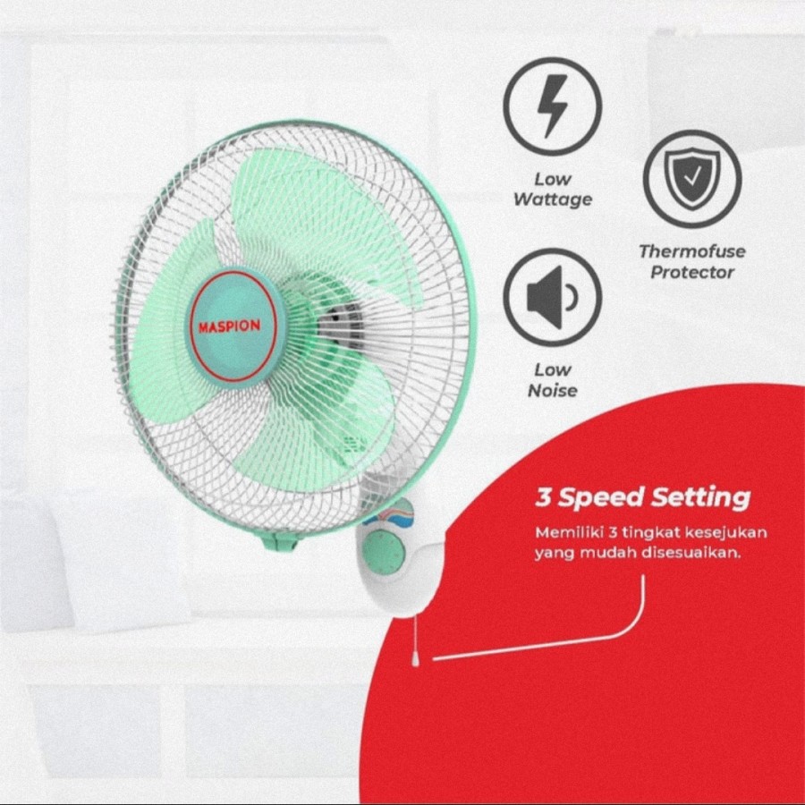 MASPION Wall Fan 12&quot; MWF 31K - kipas Angin Dinding 31 k - Garansi Resmi 1 Tahun