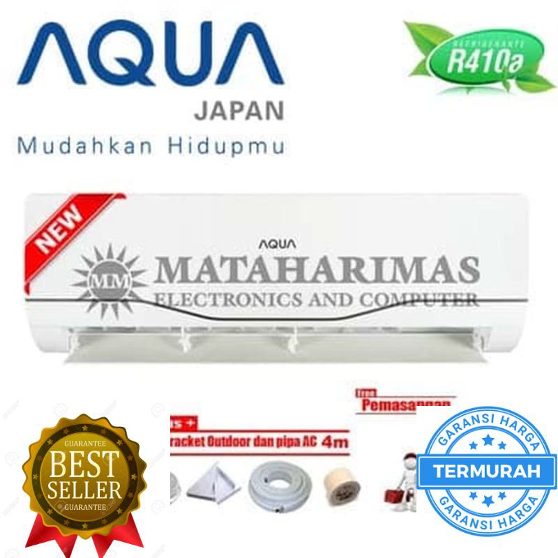 Promo AC AQUA AQA-KCR5ANE 1/2 PK - AC SPLIT AQUA STANDAR + PASANG Murah