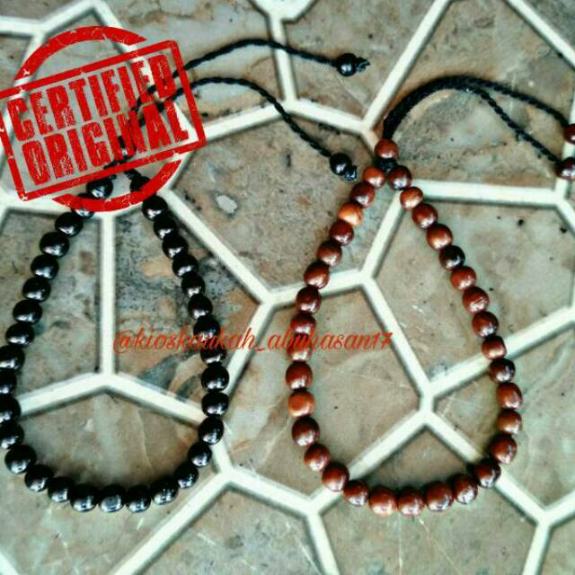 gelang tasbih kaoka/Kaukah Asli motif merica kecil coklat/hitam