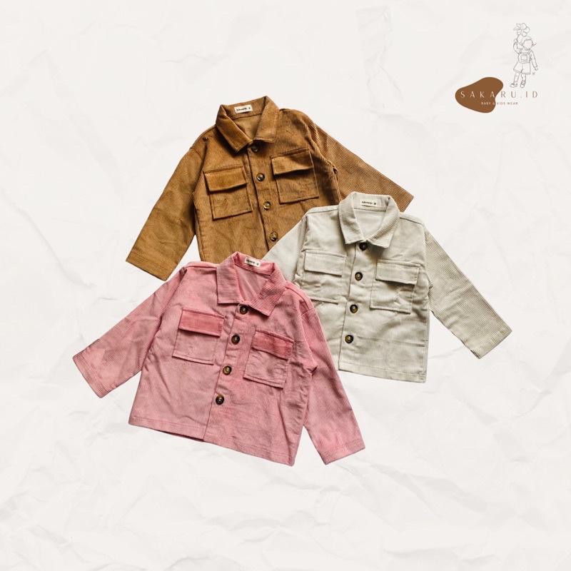 SAKARU - CORDY JACKET - UNISEX GIRL GIRLS BOY BOYS BABY KIDS KID TODDLER BAJU OUTER LUARAN SHIRT KEM