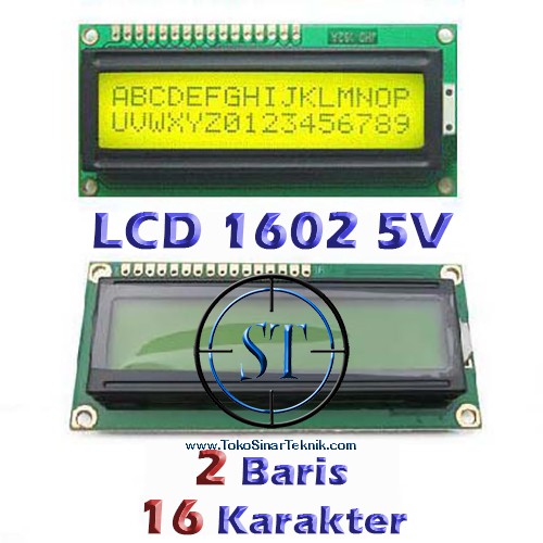 LCD Display 1602 Background Yellow Kuning Tulisan Hitam 16x2 Karakter 16x2 Character Display