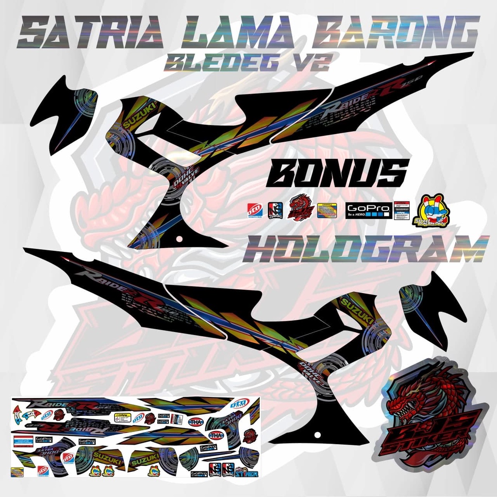 Striping satria fu lama - Stiker Decal hologram SATRIA FU LAMA BARONG grafis bledeg V2 hologram
