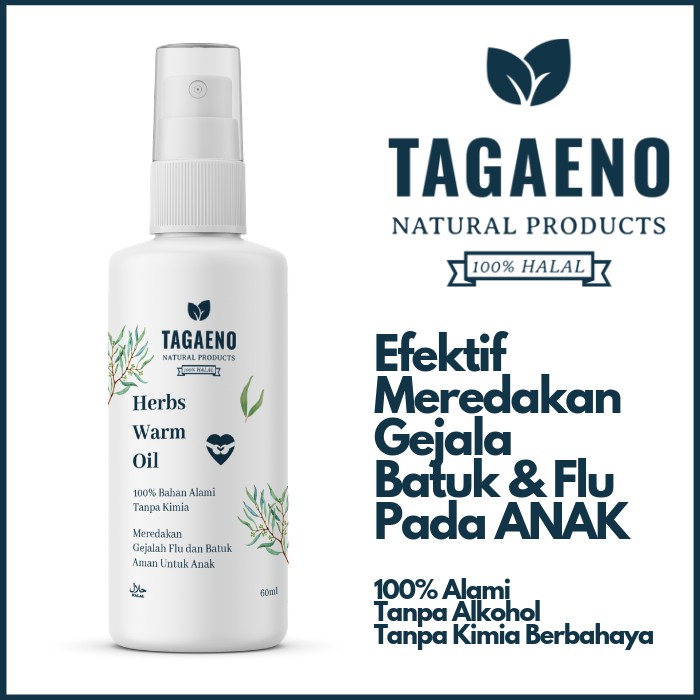 Efektif Meredakan Batuk dan Flu | Tagaeno Herbs Warm Oil 60ml