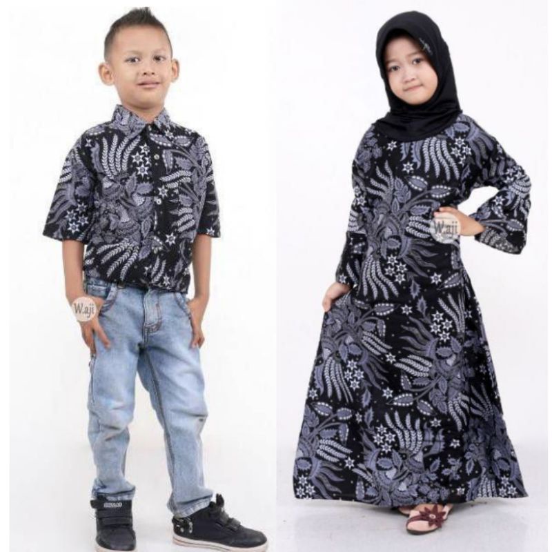 Couple anak batik Hem batik anak cowok  gamis batik anak perempuan
