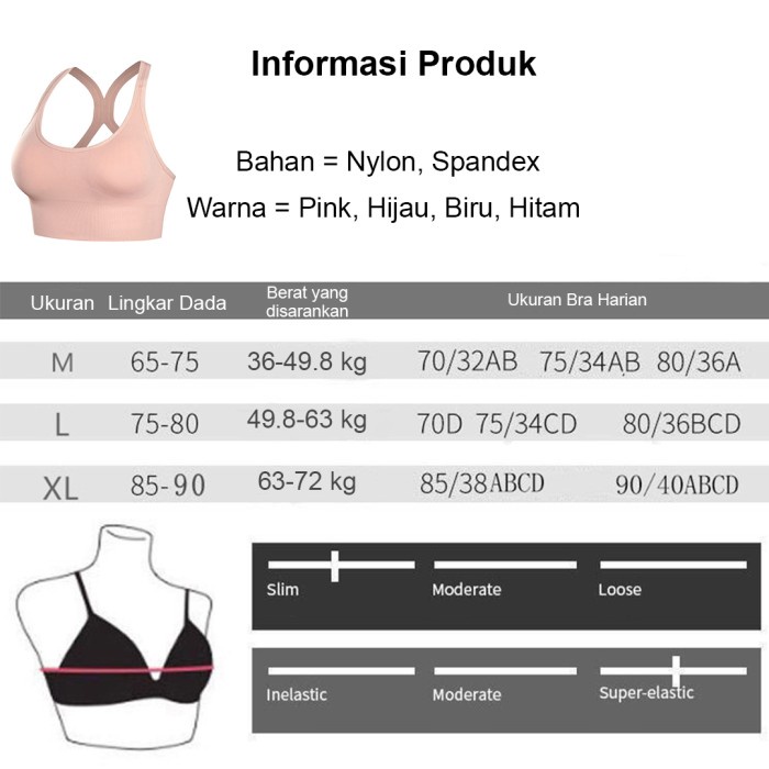 Sport Bra Bh Wanita Olahraga Senam Gym Fitnes Alsize fit to XL