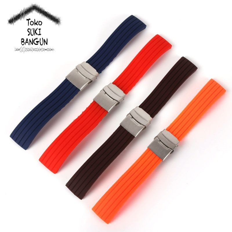 TALI JAM 16mm Rubber Strip Watch Strap Silicone Model Garis Strip