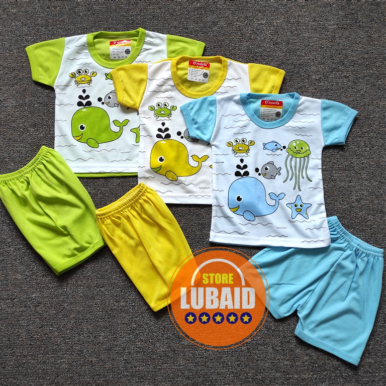 [SPY-DN03] LUBAID STORE, [TERMURAH, ORI] Setelan Baju Bayi 3-18 Bulan D’NOORFA, DNOORFA Kaos Pendek-2