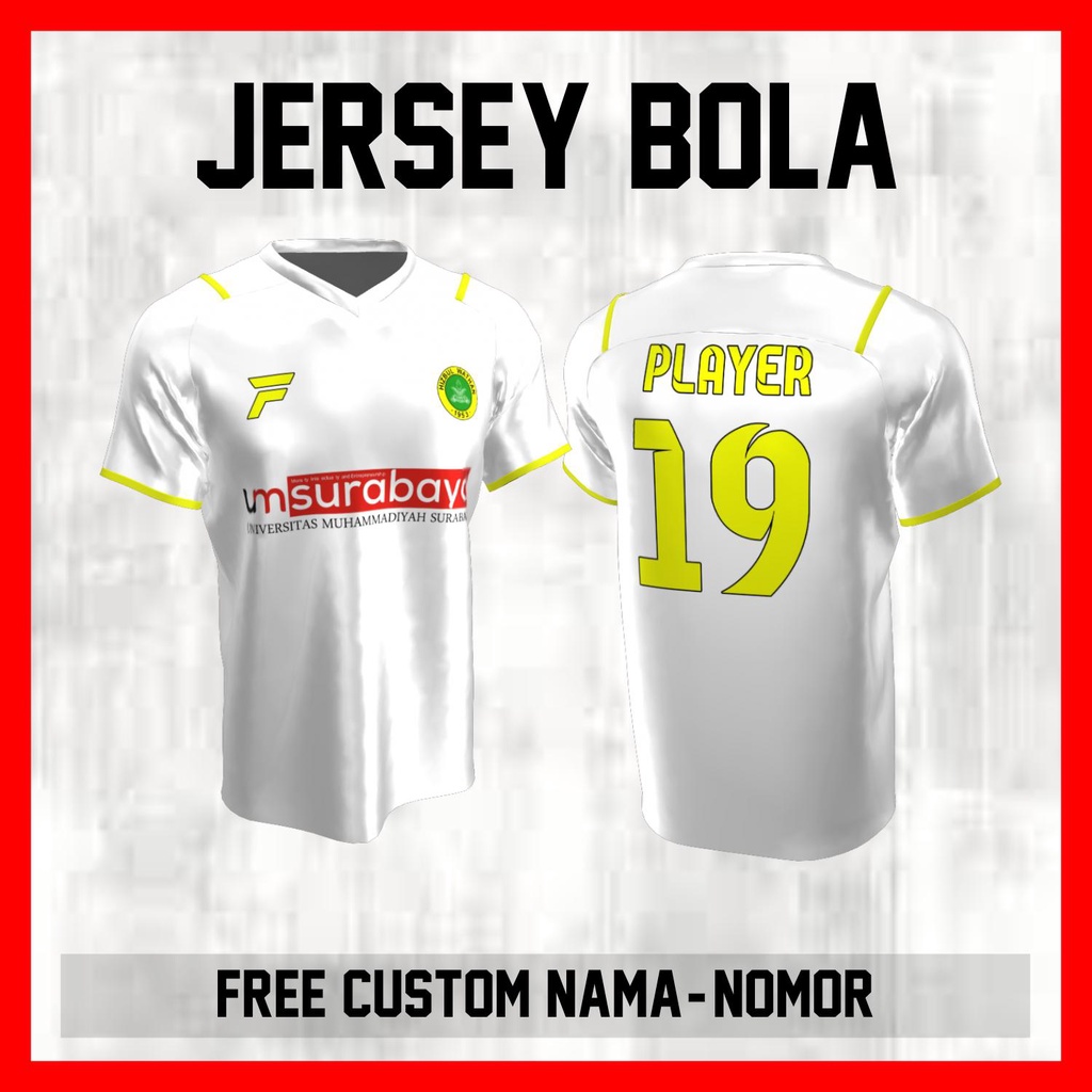 Kaos Bola Jersey Hizbul Wathan Klub Putih Garis Bahu Baju Custom Nama dan Nomor Punggung - 120