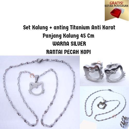 PROMO Gratis Kotak Perhiasan dan Bonus Anting - Kalung Titanium Anti Karat Cutie Frame Kalung Wanita Rantai Pecah Kopi Model Terbaru - Lovelybutik