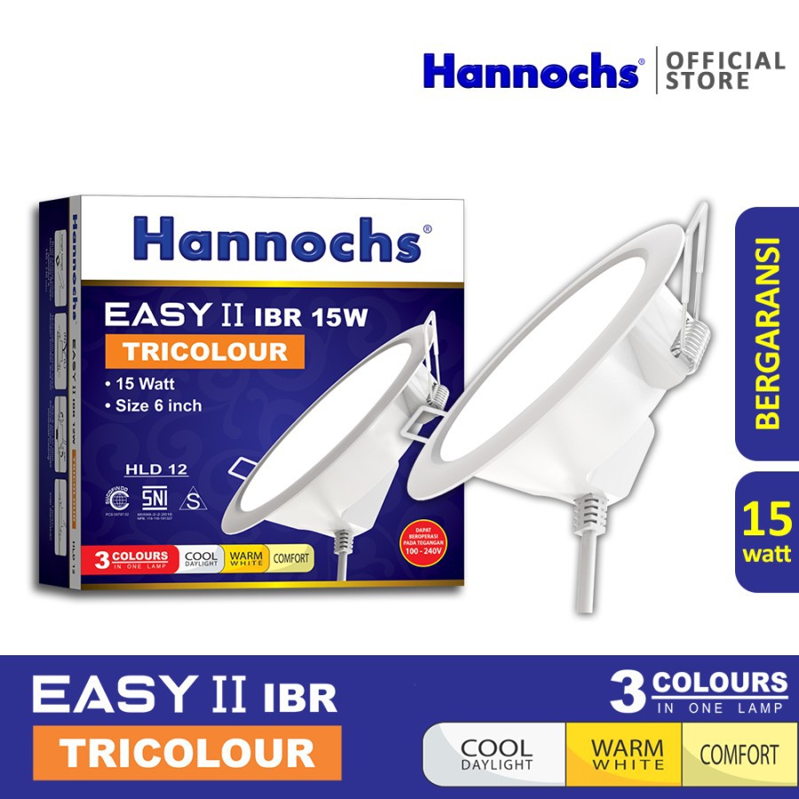 Lampu Downlight LED Hannochs Easy II IBR Tricolour 15W 3 Warna