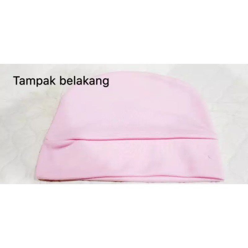 topi bayi katun polos warna 0 - 3 m / Topi bayi new born kain lembut