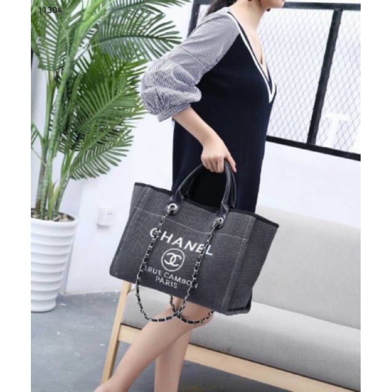 Chanel Canvas Deauville Shopping Tote Bag 1130