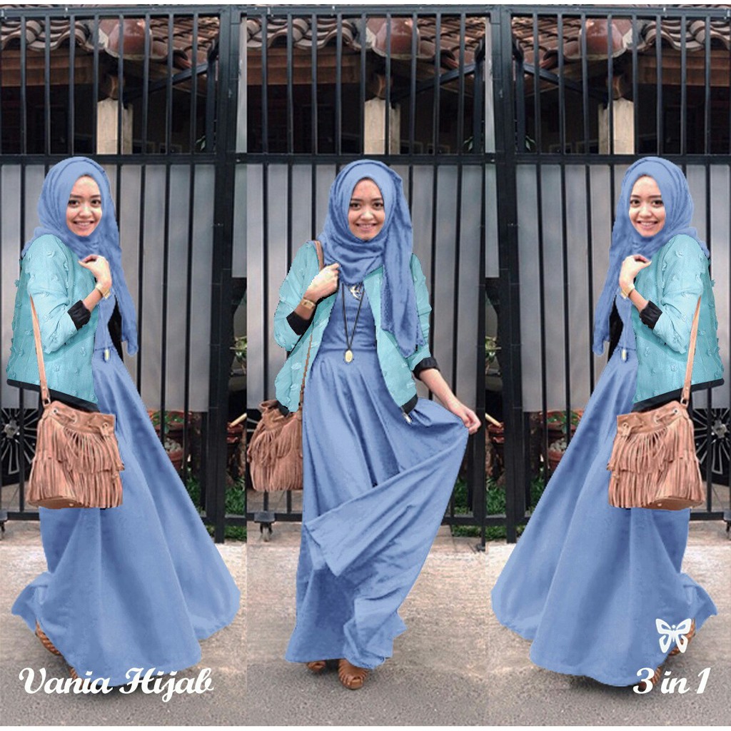 HOPYLOVY Gamis Wanita Vania Set Cardigan Outer Rubiah | NEW COLOURS | Maxi Dress | Fashion Muslim