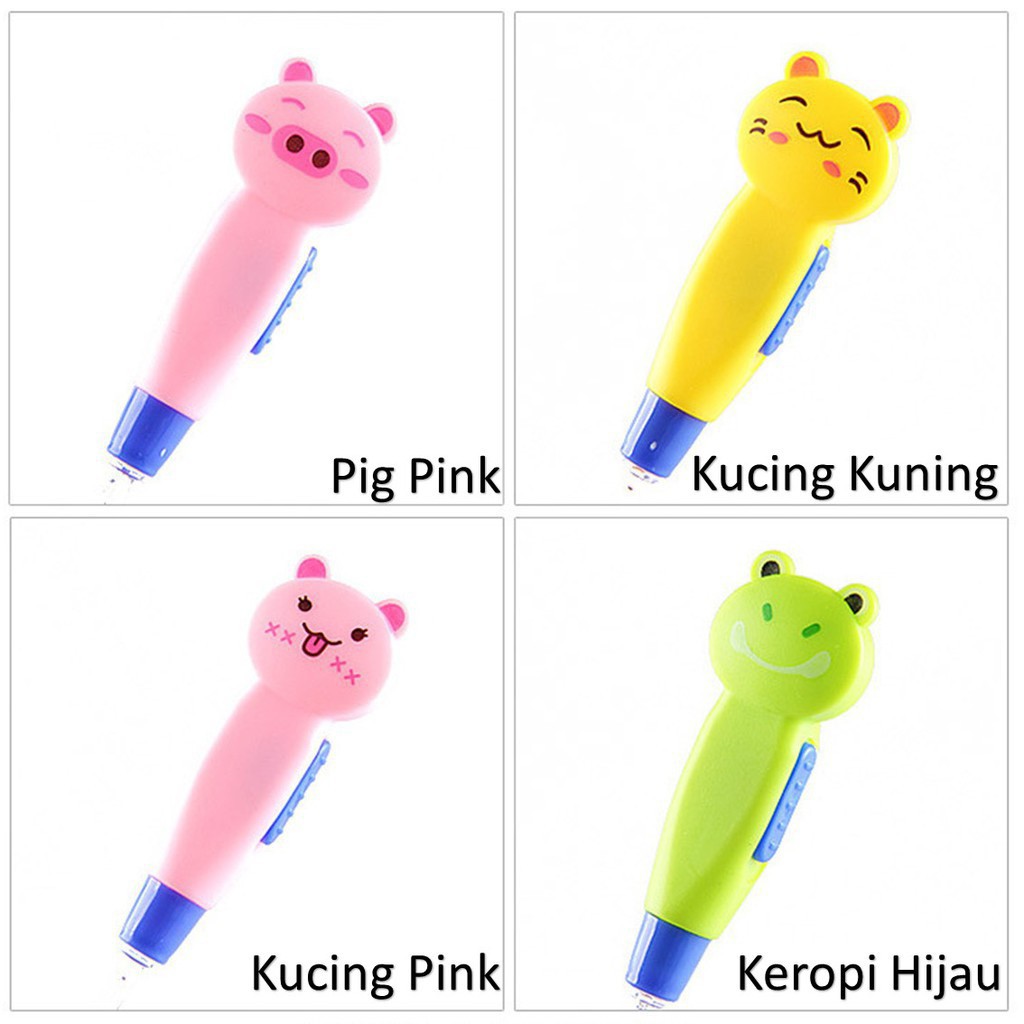 Ear Pick Flashlight LED Alat Pembersih Telinga Anak Cute Animal Karakter Lucu