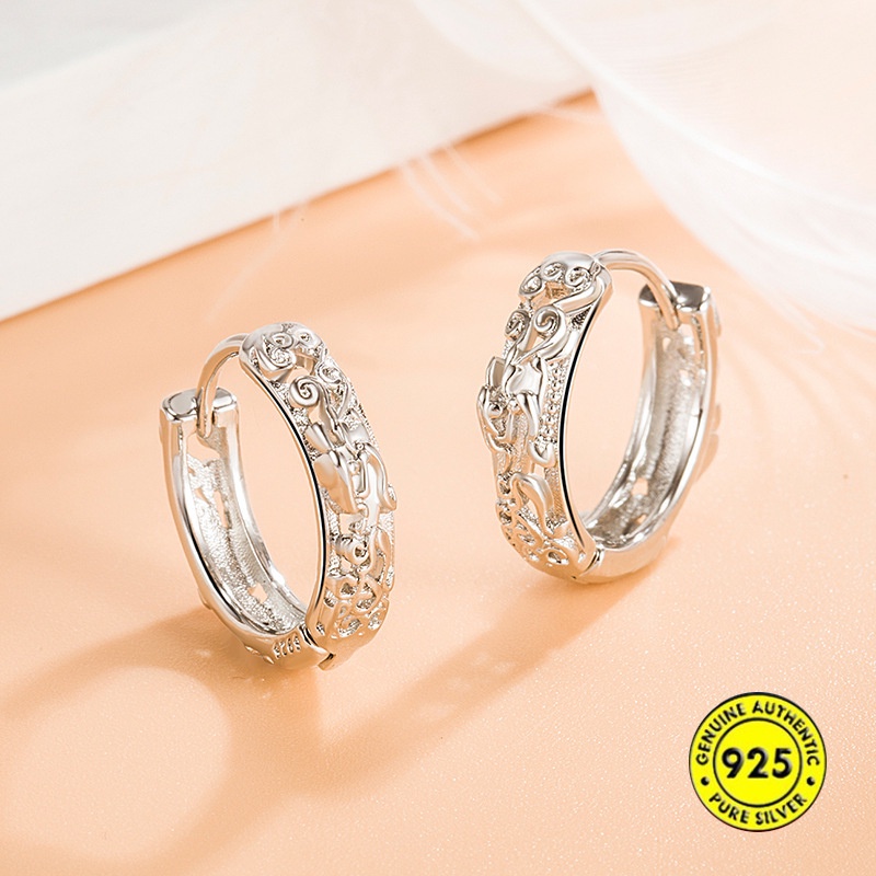 Anting Klip Hollow out Bahan Sterling Silver Untuk Wanita