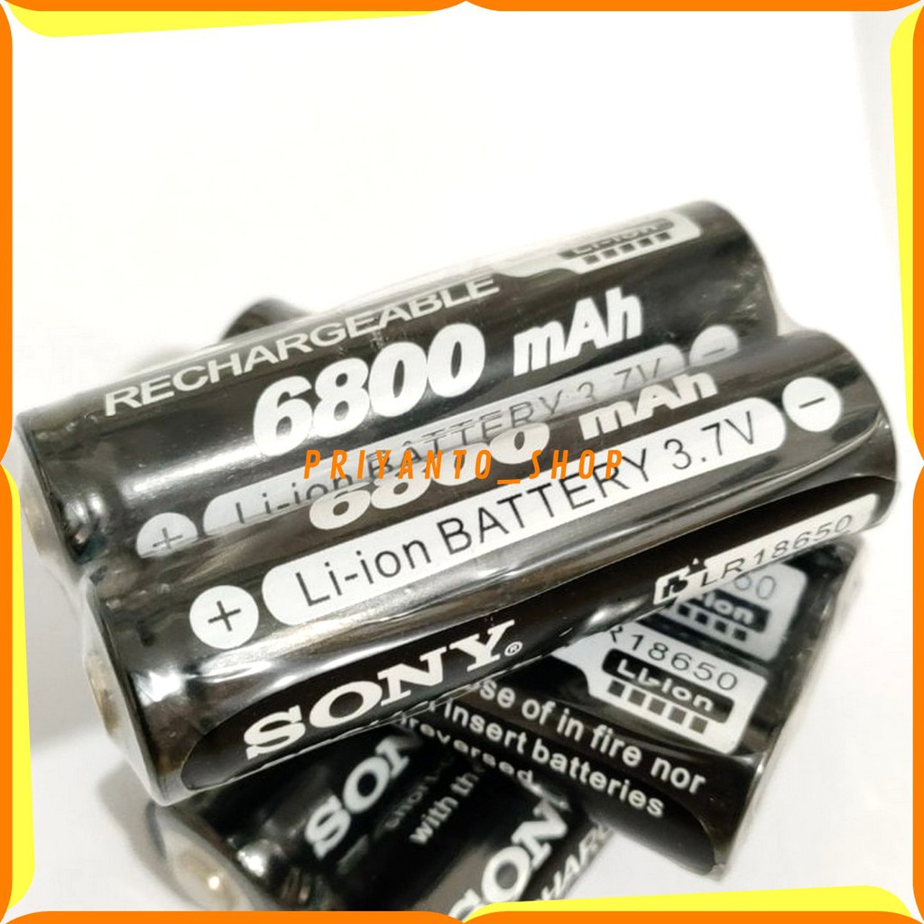 TERMURAH BATU BATEREI BATREI BATTERY SONY 18650 RECHARGEABLE 6800mAh SENTER POLICE SWAT RATA TANPA KEPALA