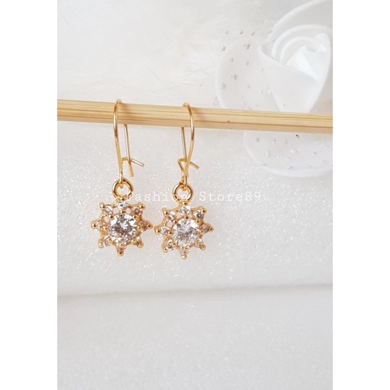 Anting Jurai Xuping bunga permata zircon import fashion anting dewasa lapis emas