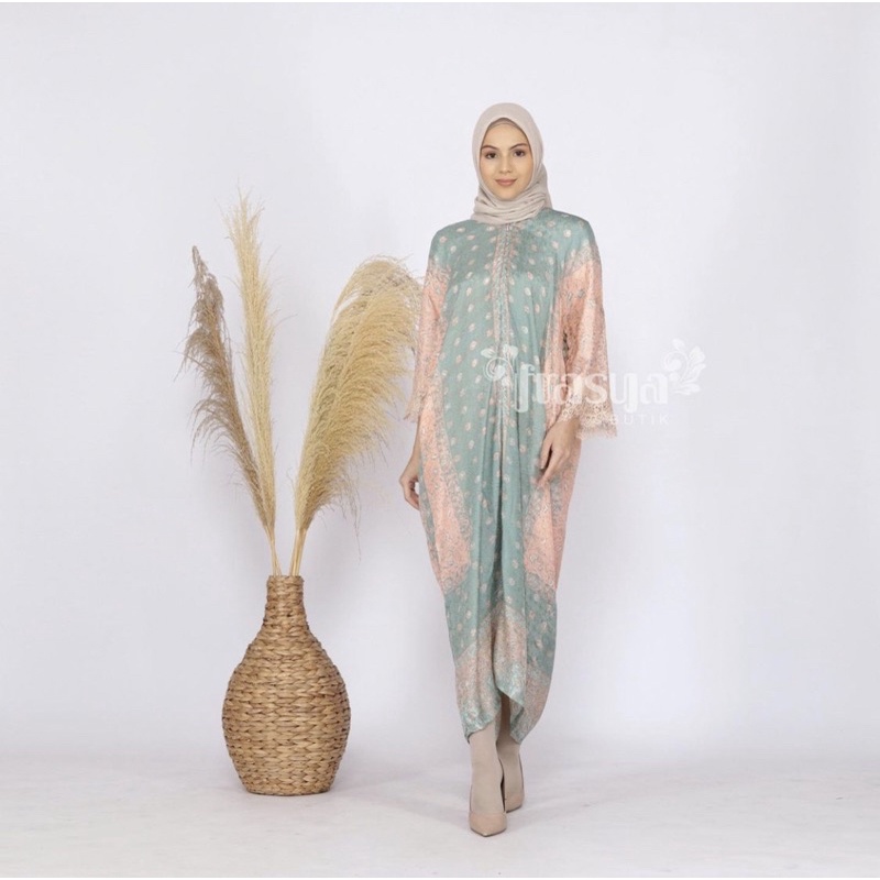 FRASYA BUTIK | PROMO Kaftan Lebaran Gamis Batik Viscose Pastel Ayuan Frasya Butik
