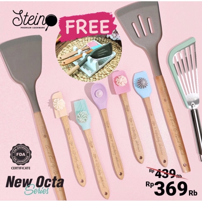 (FREE SPATULA HOLDER) SteinCookWare Stein Spatula Sutil NEW OCTA 8 in 1 (komplit set)