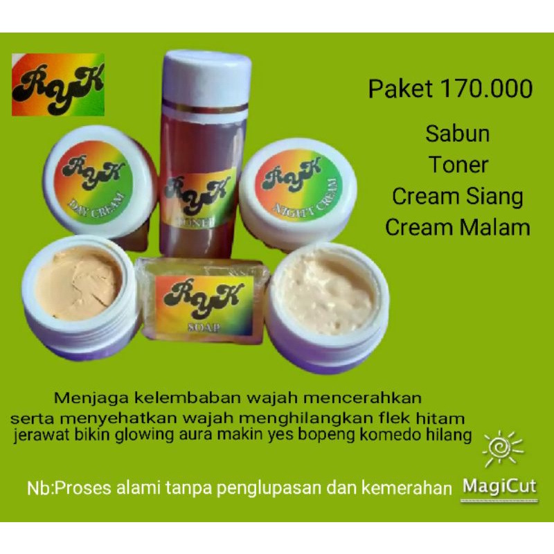 (COD) Cream RYK Pemutih kulit wajah /flek hitam/berjerawat/skincare RYK paket glowing