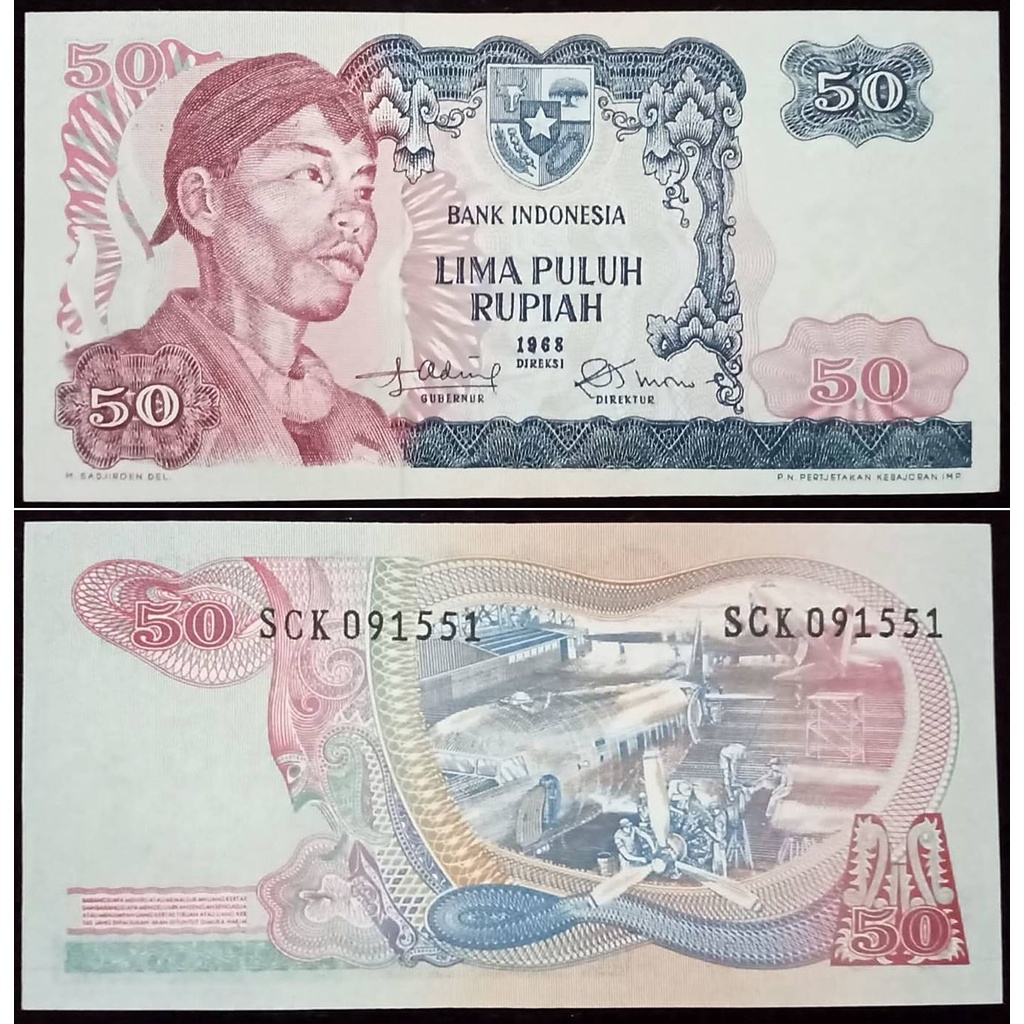 Uang Kuno 50 Rupiah Tahun 1968 Seri Sudirman AUNC