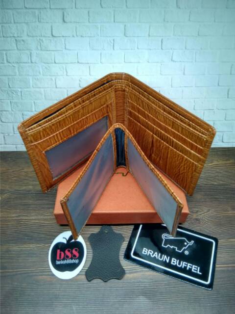 Dompet Kulit Pria / Dompet Motif Serat Kayu BRAUN B / Murah