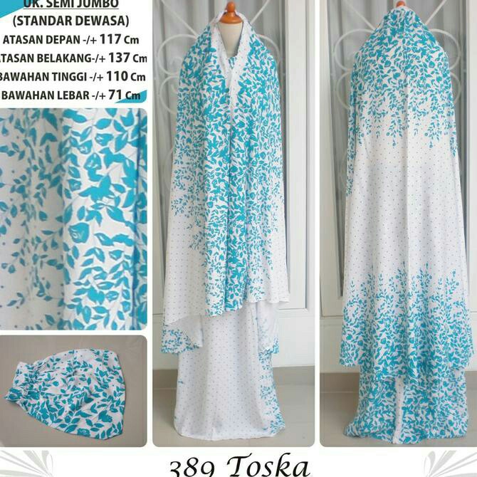 MUKENA BALI DASAR PUTIH MOTIF DAUN TOSCA