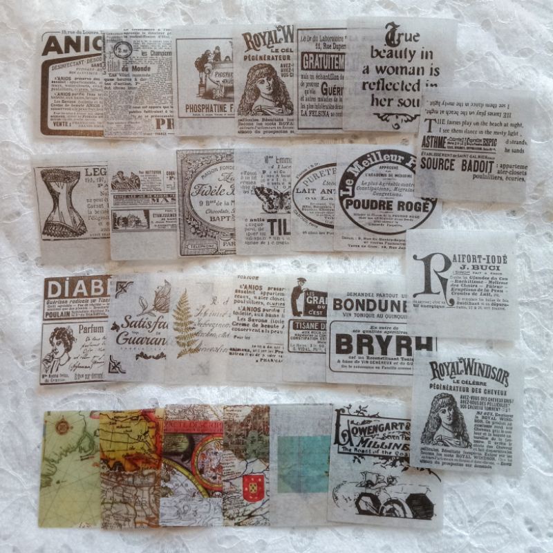 

VINTAGE RETRO TRANSPARENT STICKER PAPER UNTUK JOURNAL DIARY SCRAPBOOK