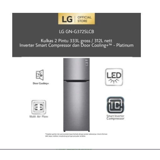 KULKAS LG GN-G372SLCB INVERTER + DOOR COOLING 2 PINTU 372SLCB
