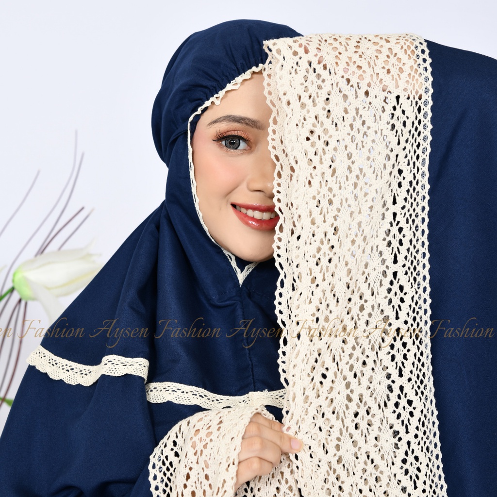 Mukena Dewasa Rainaseries Katun Polos Renda