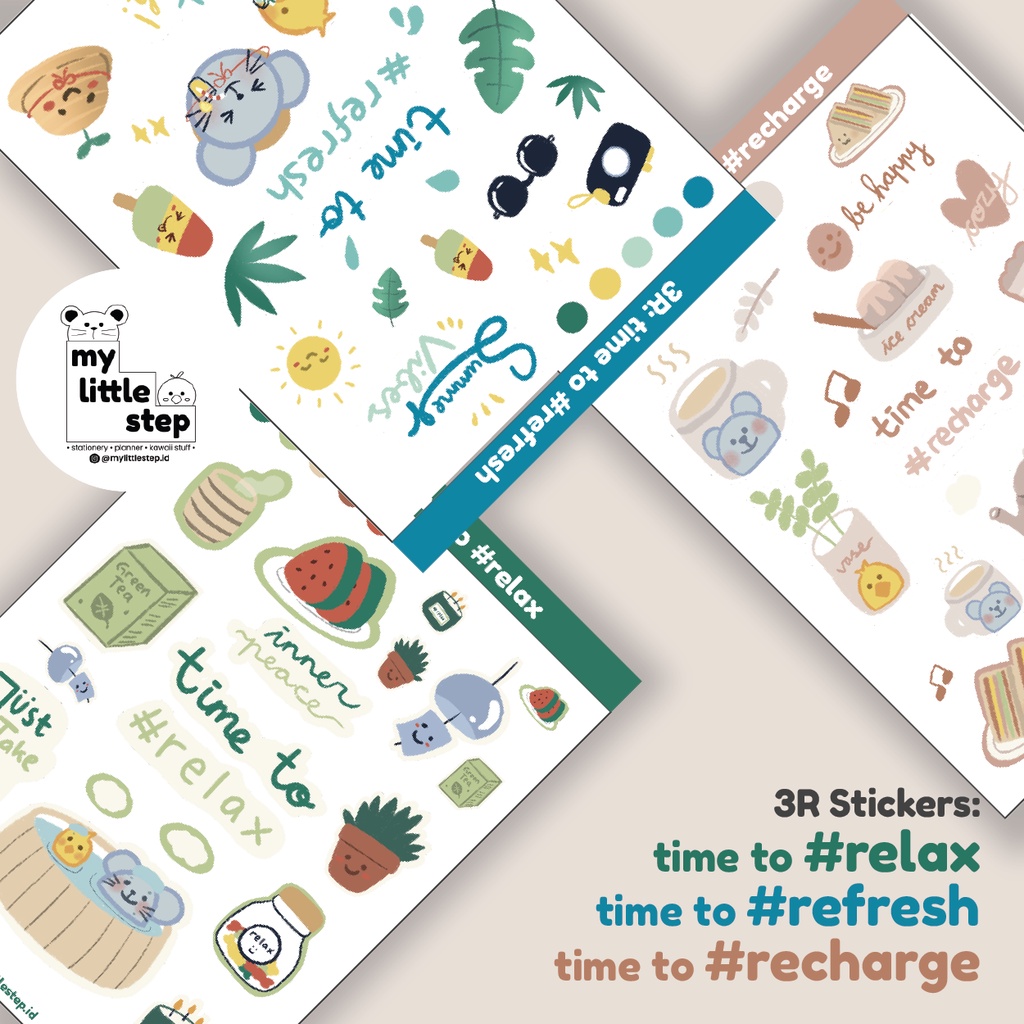 

MLS 3R Sticker Sheet A6 - Relax Refresh Recharge Stiker Jurnal/Planner/Journal