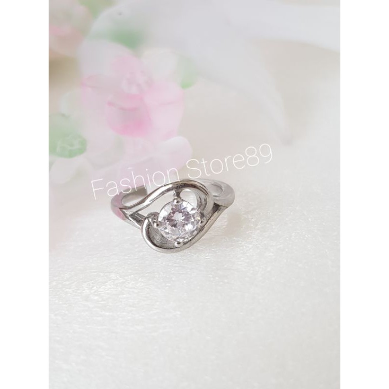 Cincin Titanium silver fashion Antikarat Selamanya cincin nikah tunangan halal titanium white import