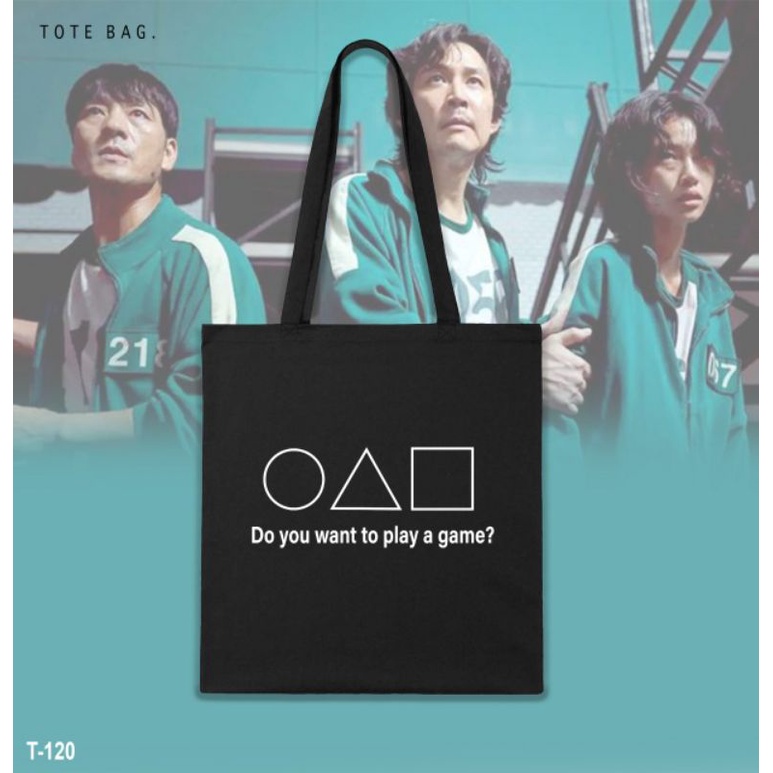 FREE CARD!!!TOTE BAG SQUID GAME EDITION/TOTEBAG KANVAS SQUID GAME KOREA