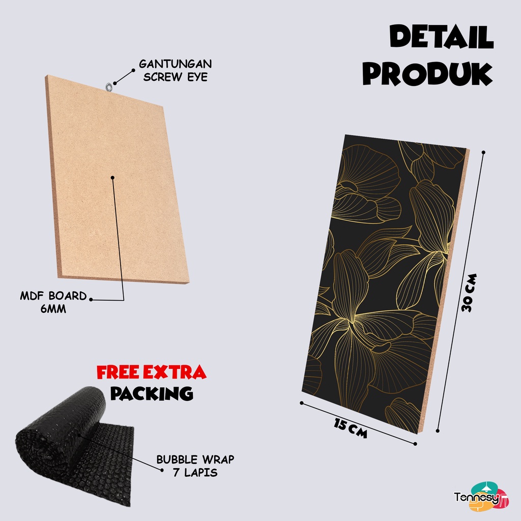 TENNESY HIASAN DINDING WALL DECOR BUNGA TROPICAL MINIMALIS 15x30CM PAJANGAN POSTER DEKORASI DINDING KAMAR RUMAH