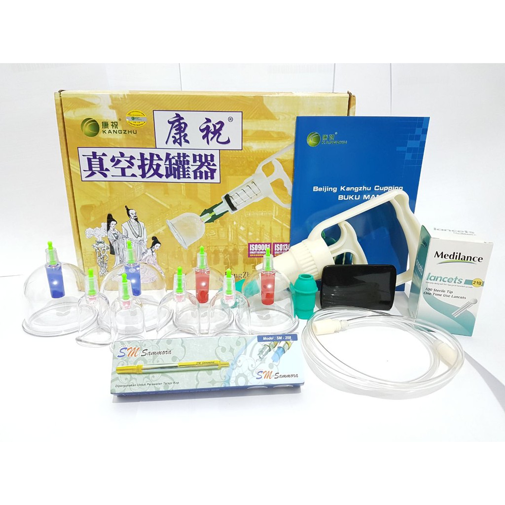 PAKET HEMAT Kop Bekam Kangzhu Isi 8 + Lancing Stainless Sammora +Jarum
