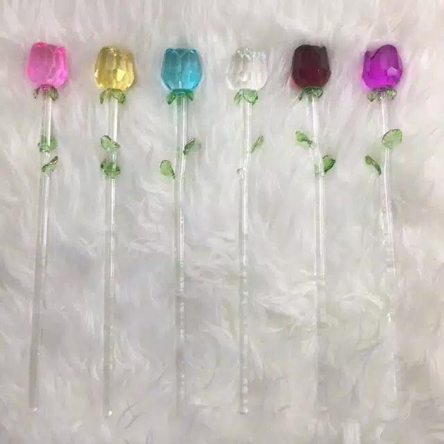 bunga tulip kristal 1 set isi 6 tangkai
