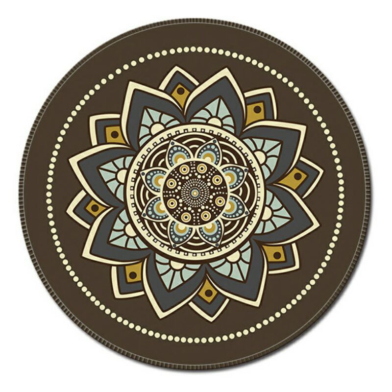 Mix Comfast Mouse Pad Bulat Anti Slip Vintage Bohemian 200mm - 24