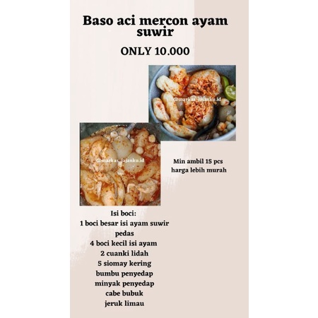 

Baso aci mercon ayam suwir