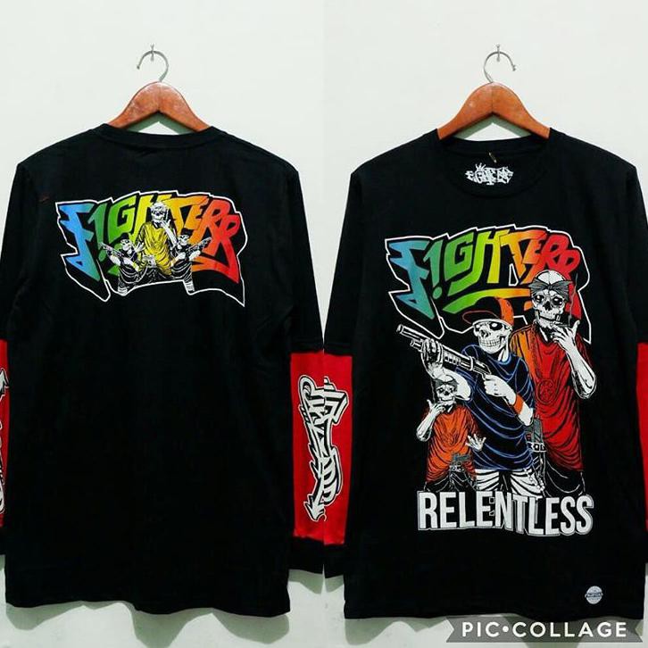 KAOS DISTRO LENGAN PANJANG SAMBUNGAN BANDUNG ORIGINAL FULLPRINT HOT PRIA COWOK MOTIF SIMPLE GANGSTER