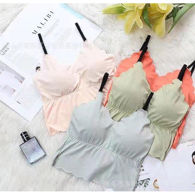 ☀ INDOLAND ☀ B049 Bra Wave Casual Kemben Lembut Warna Polos Untuk Fitness Yoga Import Cod