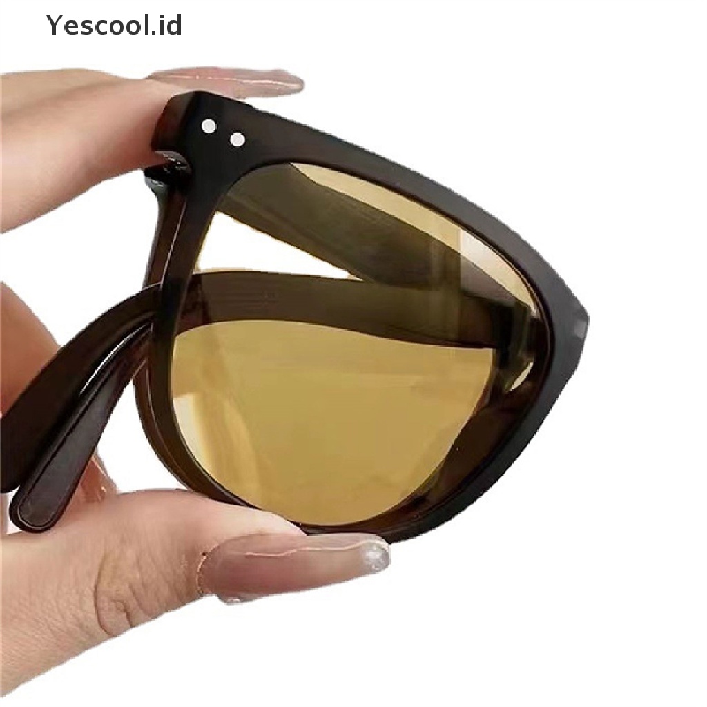 Kacamata Hitam Pelindung UV Model Lipat Gaya Retro Untuk Unisex