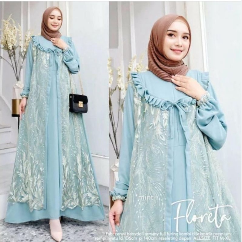 Floreta maxi / Gamis terbaru / Gamis pesta / Baju gamis wanita cantik perempuan cewek remaja dewasa 