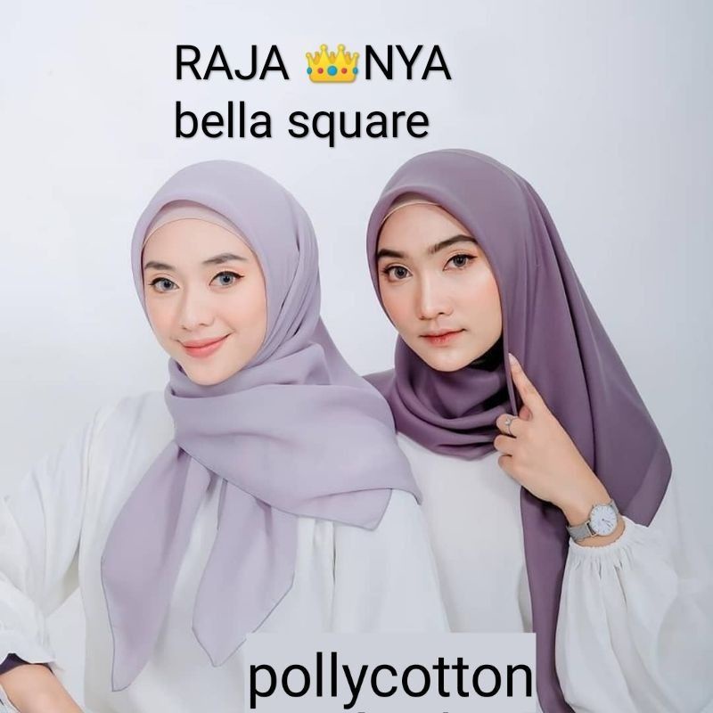 (TERMURAH) hijab Segiempat Bella Square Pollycotton premium-8