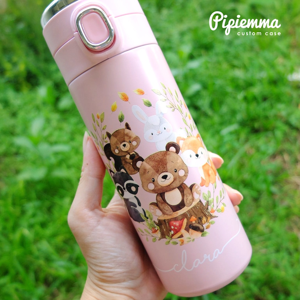 Tumbler Custom Termos kecil mini Doff Display Suhu Custom Nama Premium Botol Minum cute kado anak cewek bayi lahiran