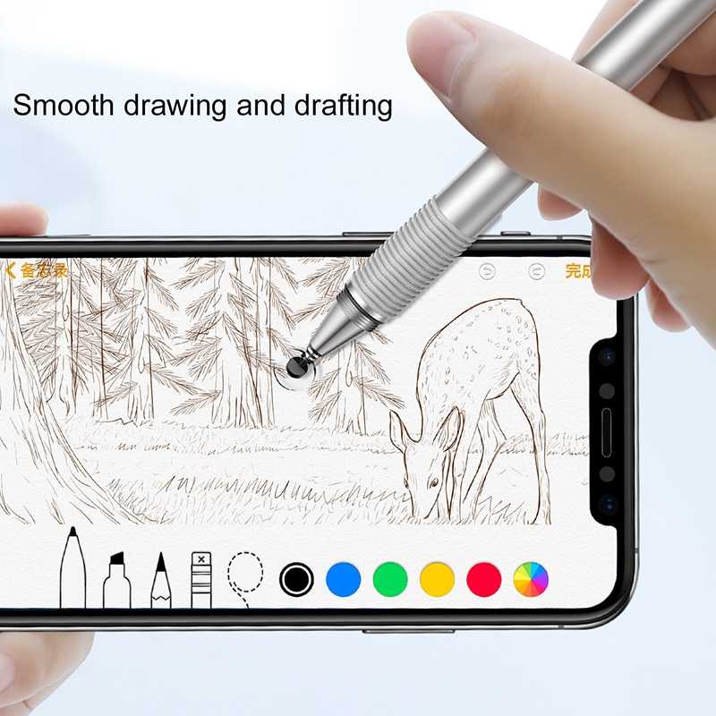 2 in 1 Capacitive Touch Screen Stylus Pen Aluminium / Stylus Pen Android Iphone Ipad Pad Tab Tablet Hanpdhone Hp Samsung Asus Oppo Vivo Xiomi Lenovo Realme Redmi Buat Gambar Drawing Touch Pen Pulpen Laptop Universal Semua Hp Digital / Pen Stylus Stylush