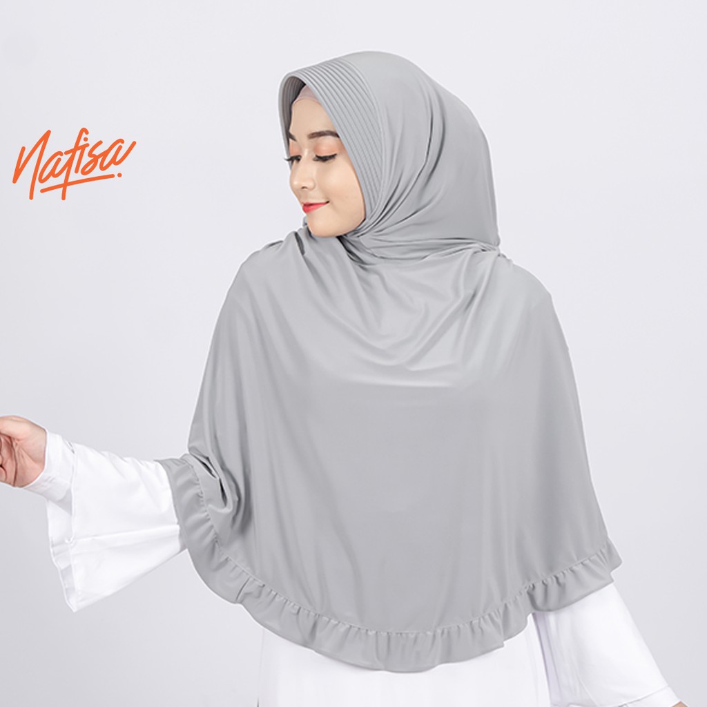 Jilbab Instan Syari Nafisa Bst | Hijab Instan Pet Bergo Premium Ped Kerudung Instan Serut Kanan Kiri